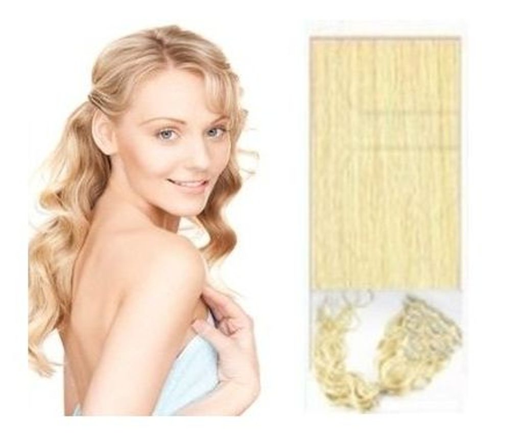 CLIP IN vlasy - 100% Lidské vlasy k prodloužení REMY, přírodní Blond - vlnité