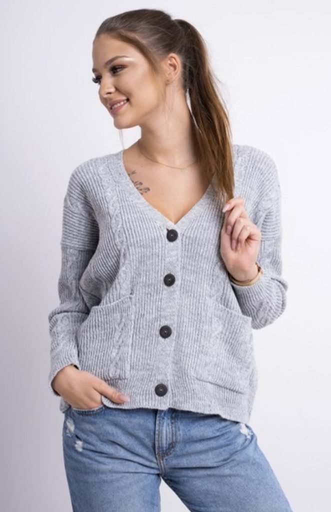 Dámský svetr na knoflíky - Grey - UNI (S-L)