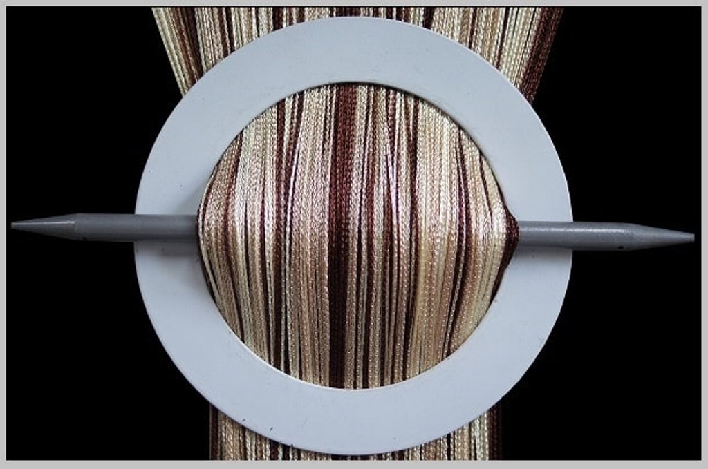 Provázková záclona De Luxe trio-effect-hnědá-zlatá-ecru - 160cm  100cm