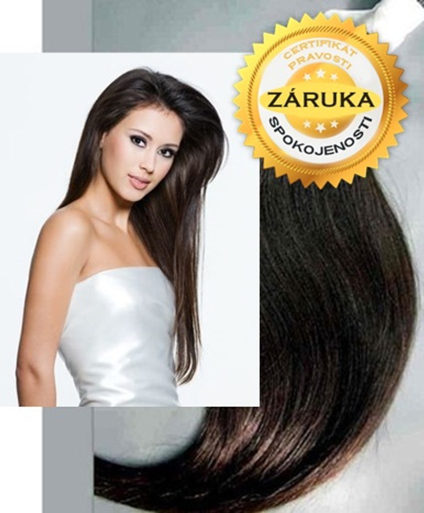 100% Středoevropské vlasy VIRGIN - tmavě hnědá 20 - 70cm - 25cm / Keratin FLAT tip