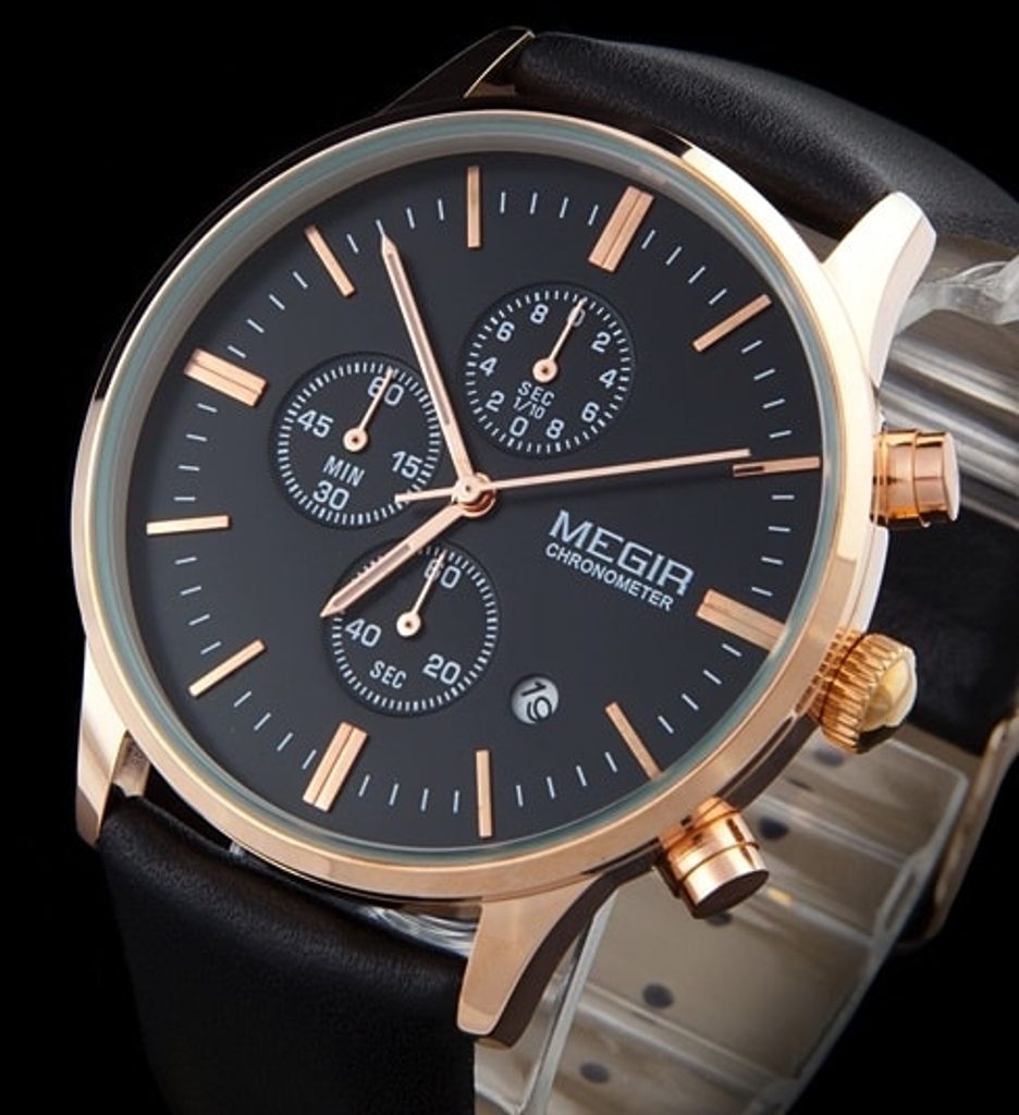 Nový model stylových pánských hodinek MEGIR Chronograph TLW11 - gold/black