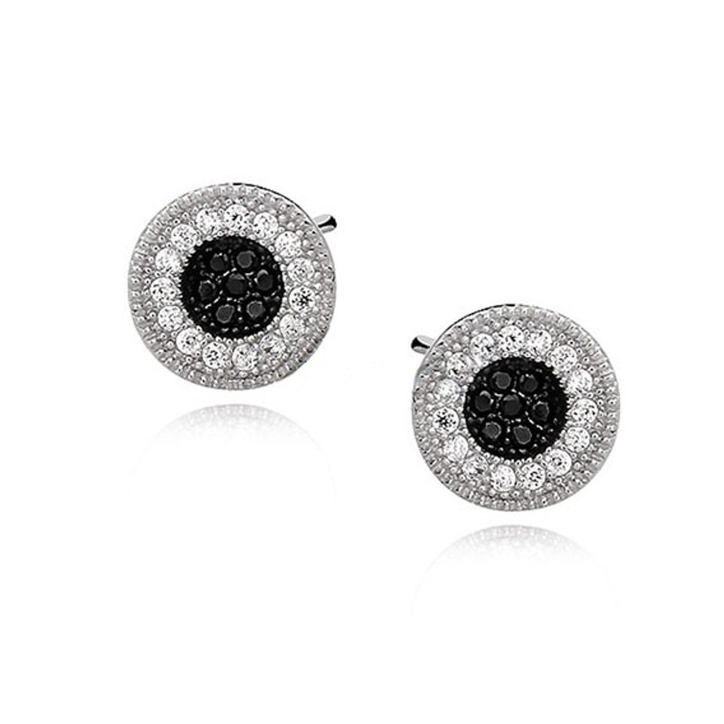 Stříbrné kulaté náušnice - onyx Swarovski Elements Zirconia - Náušnice -  Stříbrné šperky, MÓDNÍ DOPLŇKY - Studiomody.cz