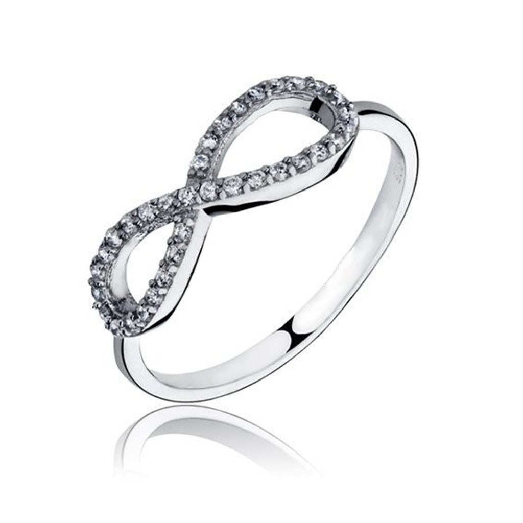 Stříbrný prsten Nekonečno Swarovski Elements Zirconia 925/1000 - 50 mm