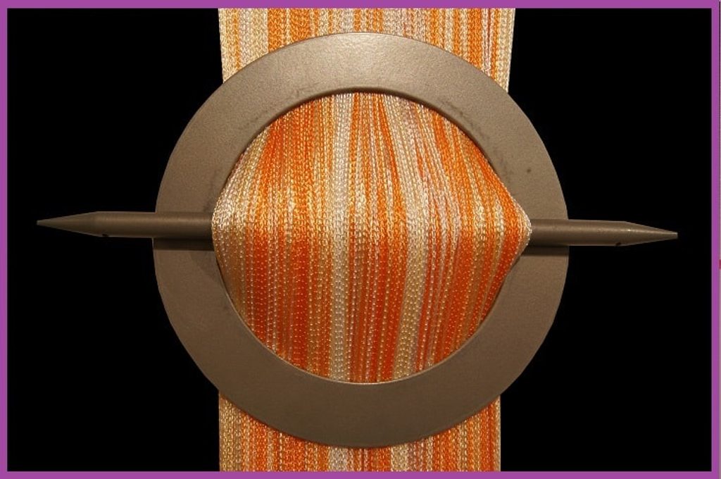 Provázková záclona De Luxe trio-effect-bílá-pomeranč-ecru - 160x100