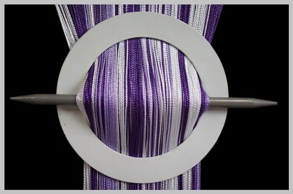 Provázková záclona De Luxe trio-effect-bílá-světle fialová-tmavě fialová - 160x100