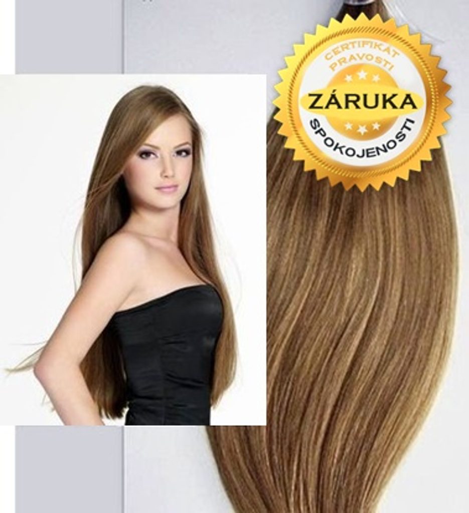 100% Středoevropské vlasy VIRGIN pro metodu MICRO RING, světle hnědé 20 - 70 cm - 20cm