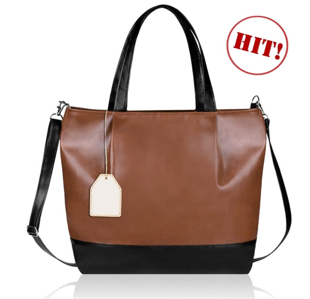Exkluzivní Shopper Bag ESSO v nadčasovém designu - kombi camel & černá