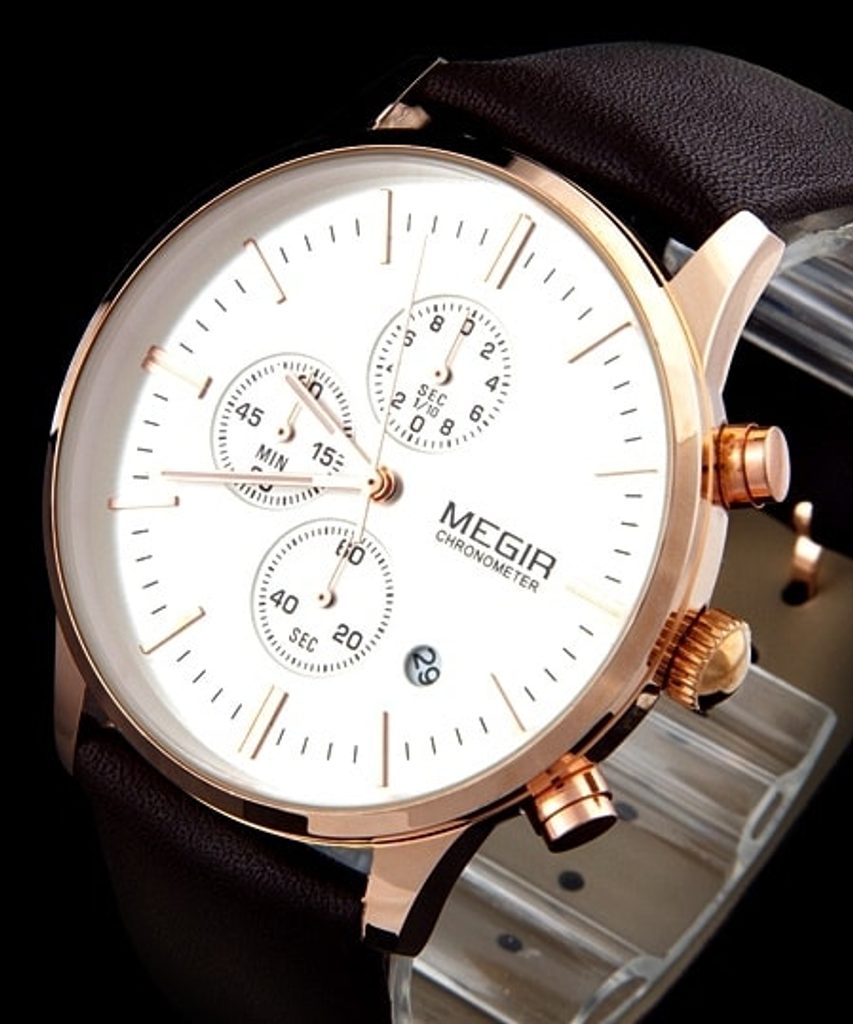 Nový model stylových pánských hodinek MEGIR Chronograph TLW11 - gold/brown