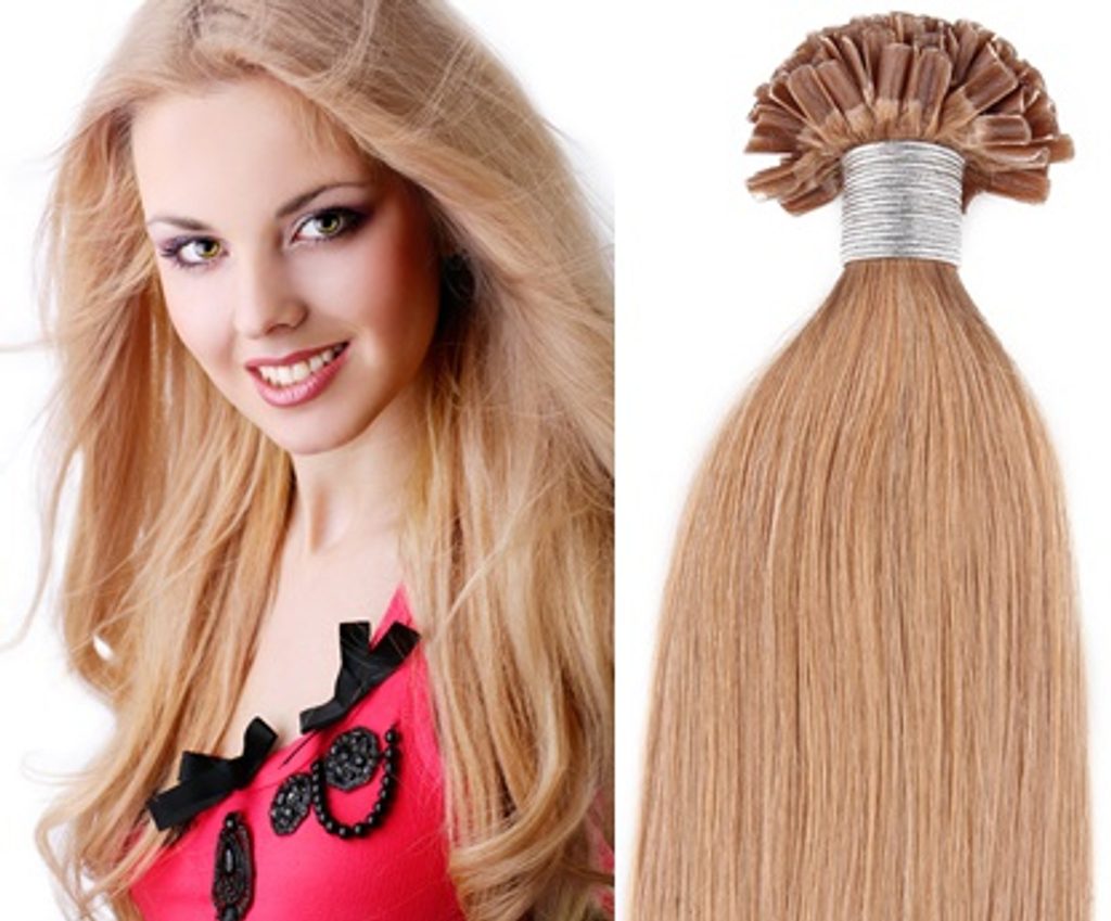 KERATIN- 100% Lidské vlasy k prodloužení REMY, tmavá Blond 46,55,60cm - 55cm