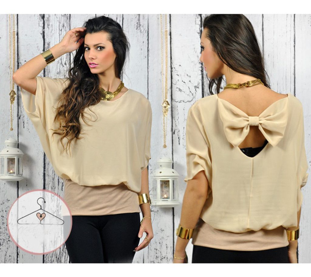 Módní šifonový top - UNI (S-L)  Beige