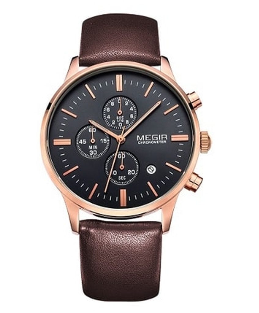 Nový model stylových pánských hodinek MEGIR Chronograph TLW11 - gold/brown