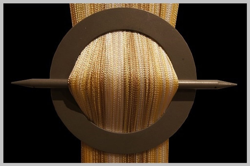 Provázková záclona De Luxe trio-effect-bílá-zlatá-ecru - 160x100