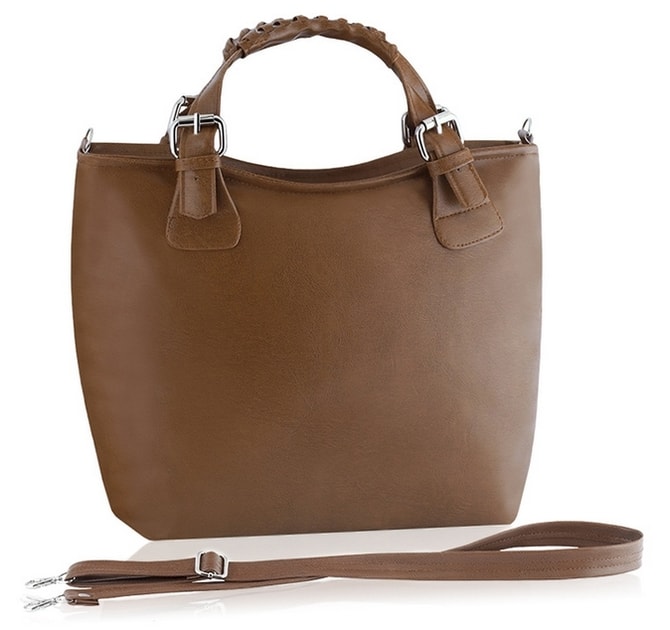 Studiomody.cz - Luxusní Shopper bag kabelka s odmínatelným popruhem CALENDA  - camel - Kabelky - MÓDNÍ DOPLŇKY
