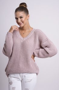 Dámský pletený svetr s výstřihem do V