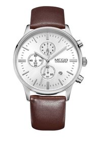Nový model stylových pánských hodinek MEGIR Chronograph TLW11 - silver/brown