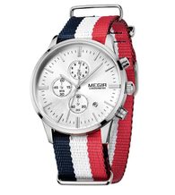 Nový model stylových pánských hodinek MEGIR Chronograph TLW11 - black/white/red