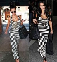 Pruhované šaty ve stylu Kim Kardashian