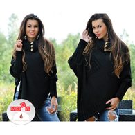 Dámské pletené pončo s rukávy - black