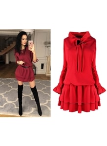 Dámské šaty s mašlí - Red