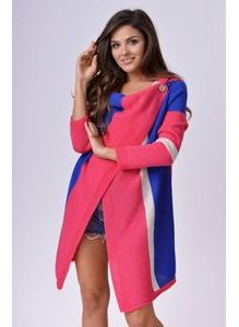 Dámský zavinovací kardigan na knoflík - raspberry