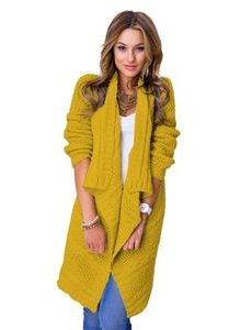 Hřejivý asymetrický kardigan - mustard