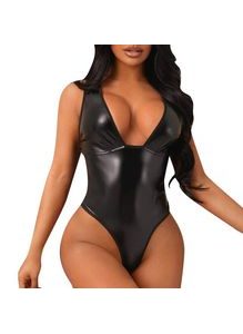 Kožené body s výrazným dekoltem Stella