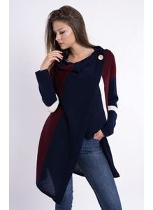 Dámský zavinovací kardigan na knoflík - granat