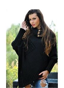 černé pletené pončo