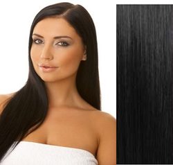 KERATIN- 100% Indické vlasy REMY, přírodní černá 46,55cm