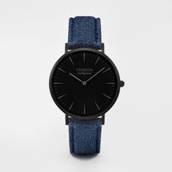 Elegantní UNISEX hodinky VENEZIA pro každý den - kombi black & jeans