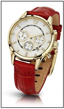 Oslnivé hodinky Geneva Pearl Swarovski zlaté - red