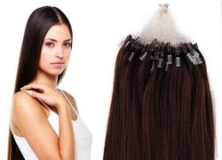 MICRO LOOP/ MICRO RING- 100% Lidské vlasy k prodloužení REMY, tmavě hnědé 55cm