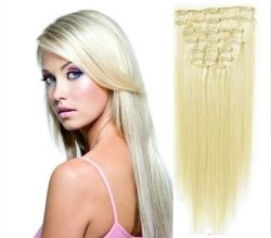CLIP-IN- 100% Lidské vlasy k prodloužení REMY, platinová Blond 40cm