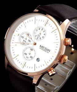 Nový model stylových pánských hodinek MEGIR Chronograph TLW11 - gold/brown