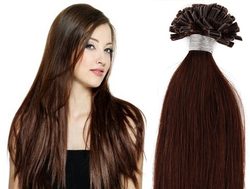 KERATIN- 100% Lidské vlasy k prodloužení REMY, středně hnědé 46,55,60cm