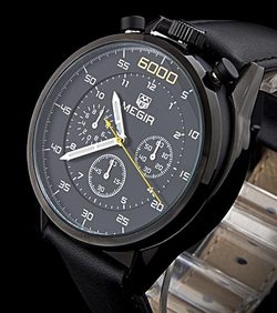 Pánské hodinky MEGIR 6000 v ležérním stylu pro gantlemany - black