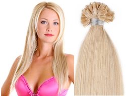 KERATIN- 100% Lidské vlasy k prodloužení REMY,  přírodní Blond 46,55,60cm