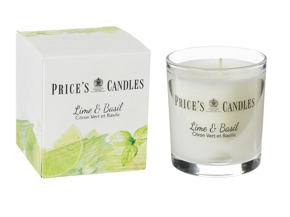 Levně Price´s Price's vonná svíčka ve skle Lime & Basil - hoření 45h