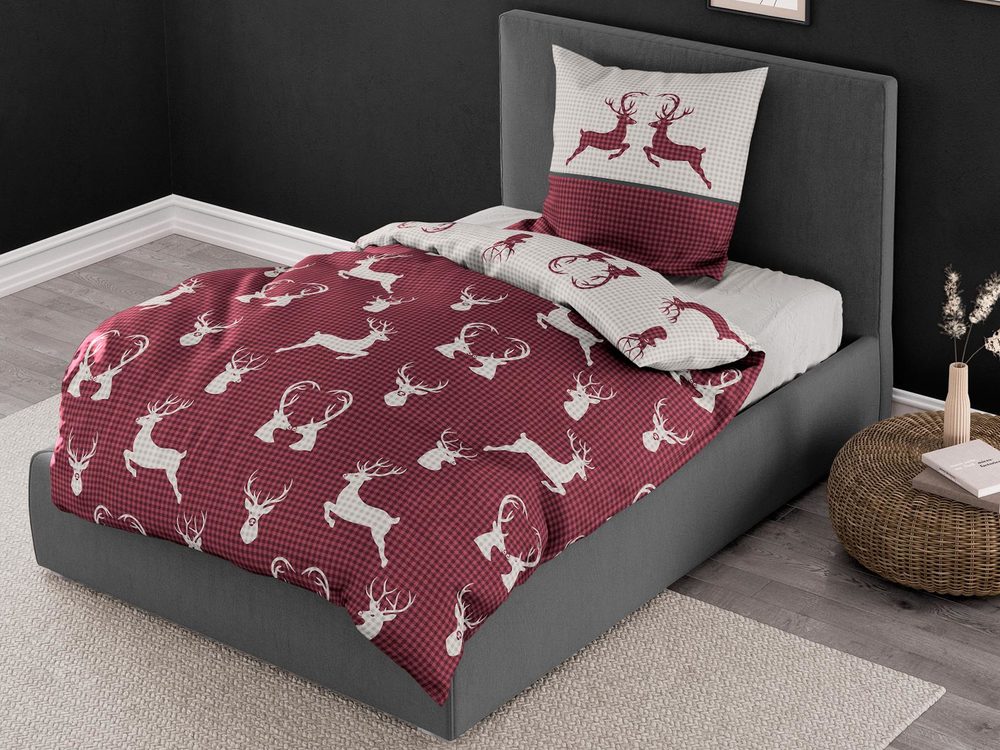 Bierbaum povlečení flanelové 3923 Deer Red 135x200/80x80 cm