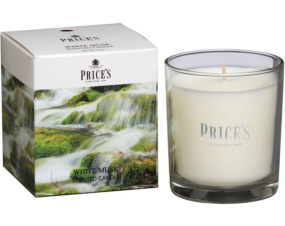 Price´s FRAGRANCE vonná svíčka ve skle Bílé pižmo - hoření 45h