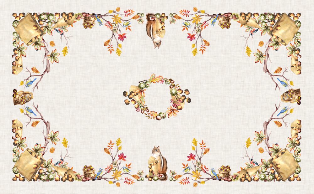 Levně Gipetex Natural Dream Bavlněný ubrus s 3D tiskem Caldarroste - 150x240 cm