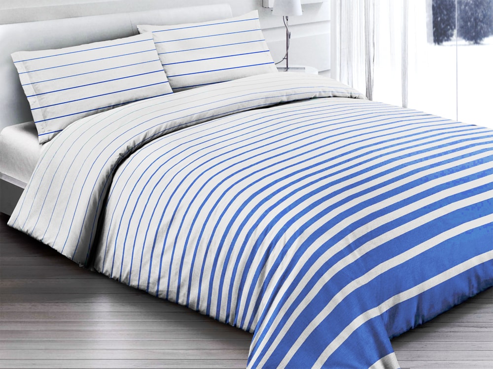 Levně Gipetex Natural Dream Italské povlečení 100% bavlna Rigato blue - 220x200 / 2x70x90 cm