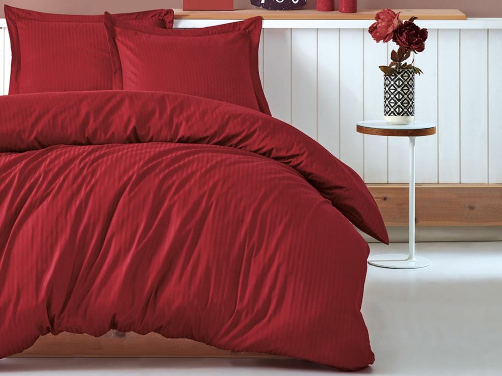 Levně Cottonbox povlečení bavlněný satén Stripe red - 140x200 / 70x90 cm