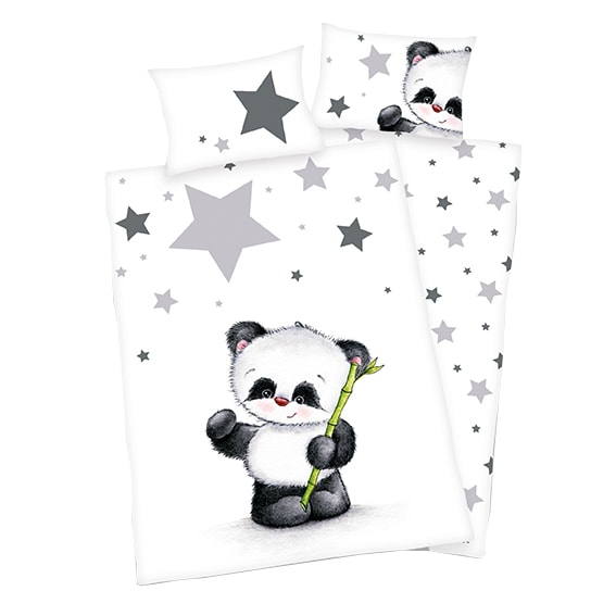 I-LIVING.cz - Povlečení pro miminka Panda hvězdičky 100x135/40x60cm -  Herding - Povlečení pro miminka - Dětský bytový textil - zdravý spánek &  bydlení