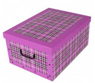 Úložné krabice se vzorem Kostka 51x37x24cm sytá růžová