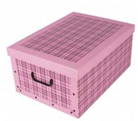 Úložné krabice se vzorem Kostka 51x37x24cm sv. růžová