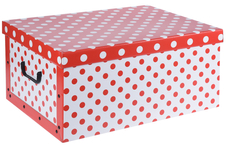 Úložné krabice se vzorem Puntíky 51x37x24cm červená