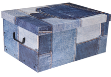 Úložné krabice se vzorem Patchwork 51x37x24cm jeansová