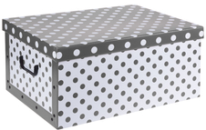 Úložné krabice se vzorem Puntíky 51x37x24cm šedá