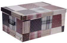 Úložné krabice se vzorem Patchwork 51x37x24cm kostky a puntíky